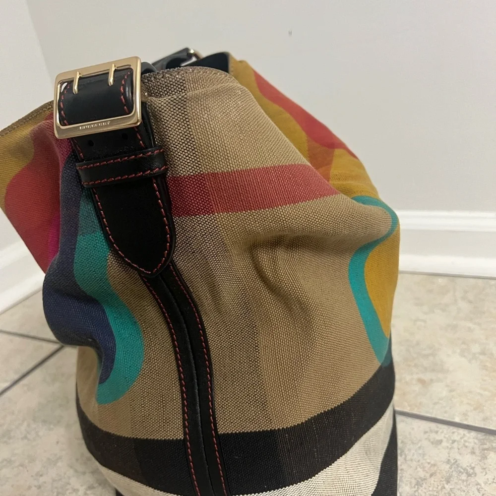 Burberry  Canvas Mega Check Medium Ashby Pop Elements Hobo Handbag - Picture 4 of 14